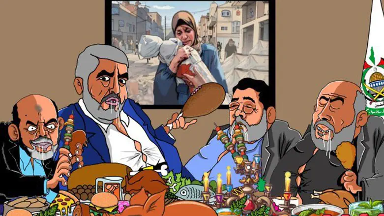 Terrorists feast as the people bleed: IDF blasts Hamas in scathing cartoon