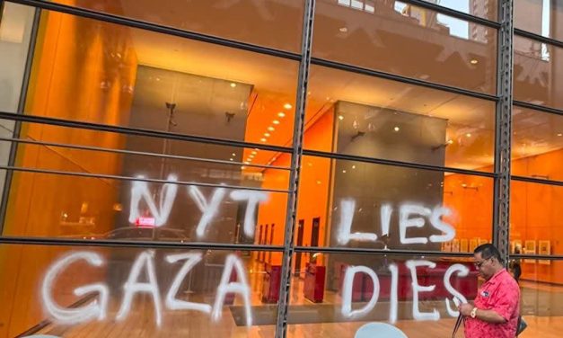 Vandals spray paint NYT building, write ‘NYT Lies, Gaza dies’