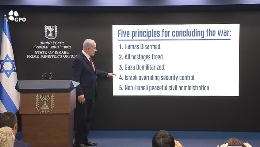 WATCH: Netanyahu lays out day-after plan in Gaza as he explains new widened Gaza op.