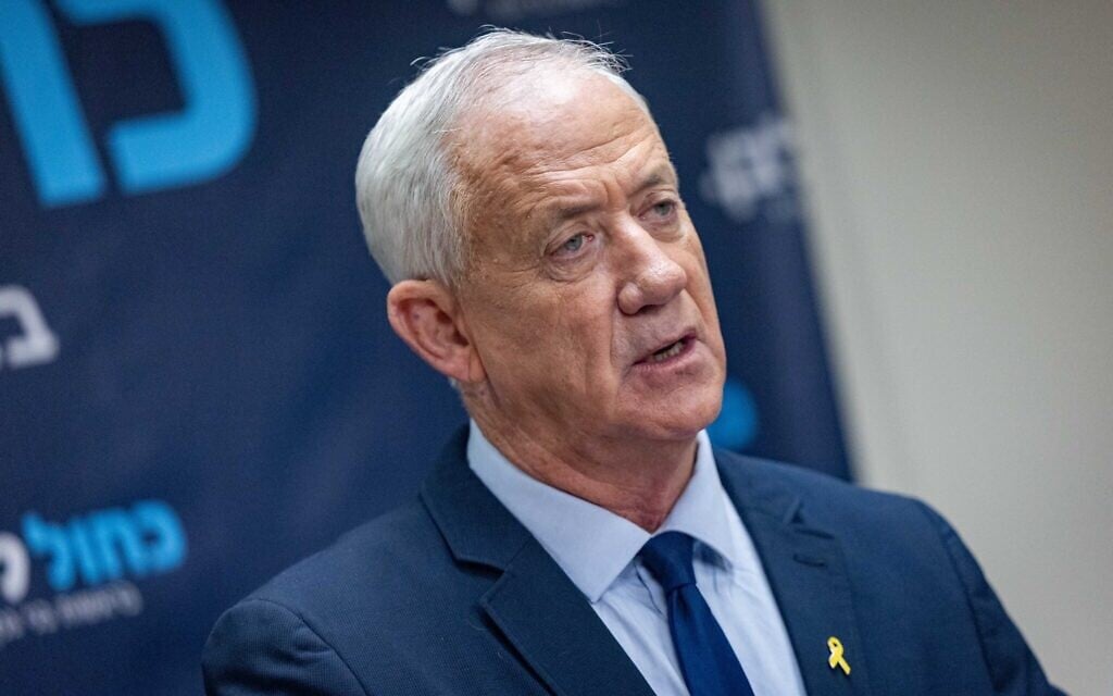Gantz’s party signals it may join coalition if PM’s far-right allies bolt over Gaza deal