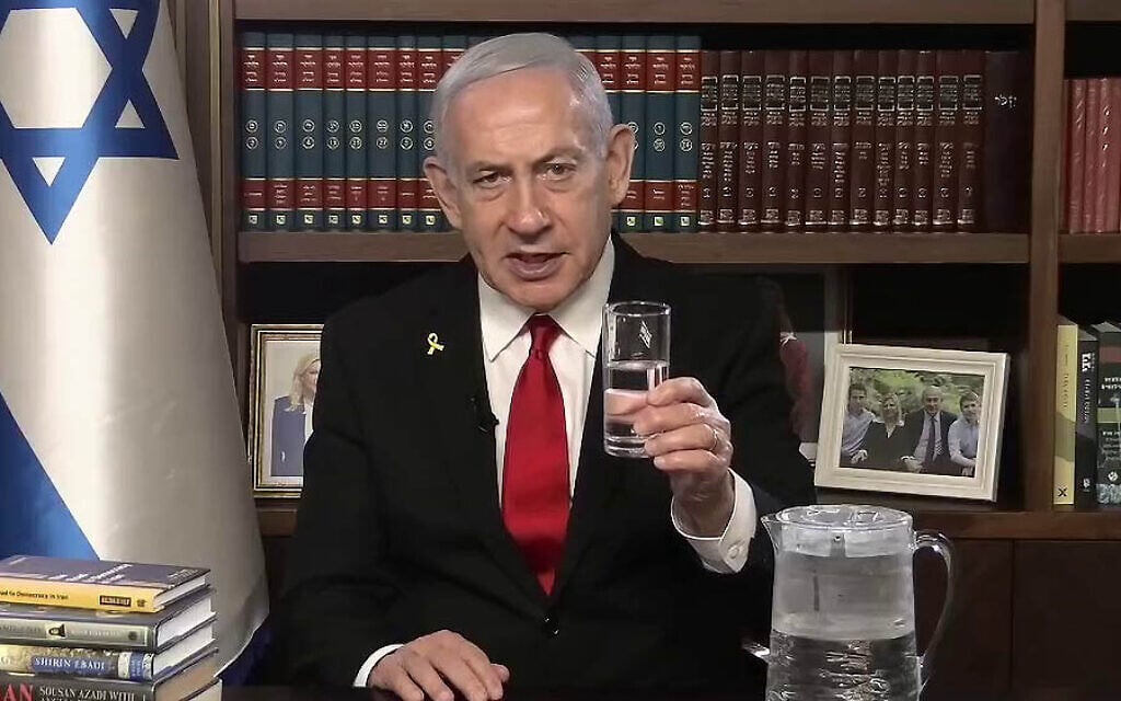 Netanyahu, touting Israeli water tech, calls on drought-ravaged Iranians to oppose regime
