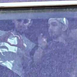 Freed Nova festival hostages wave 🫶 from  Sheba Medical Center window as crowd cheers