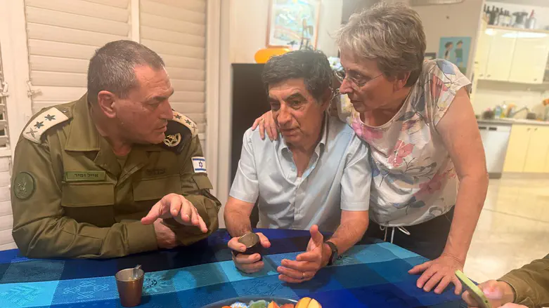Watch: IDF Chief of Staff embraces Hadar Goldin’s parents