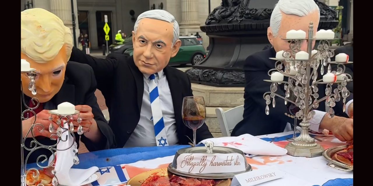 ‘Israel’s Friendsgiving’ protest at DC train station includes ‘Gaza’s spilled blood’ on the menu