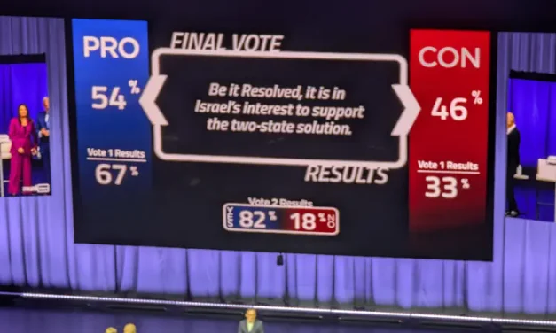 Free Palestine protesters storm debate on two-state solution