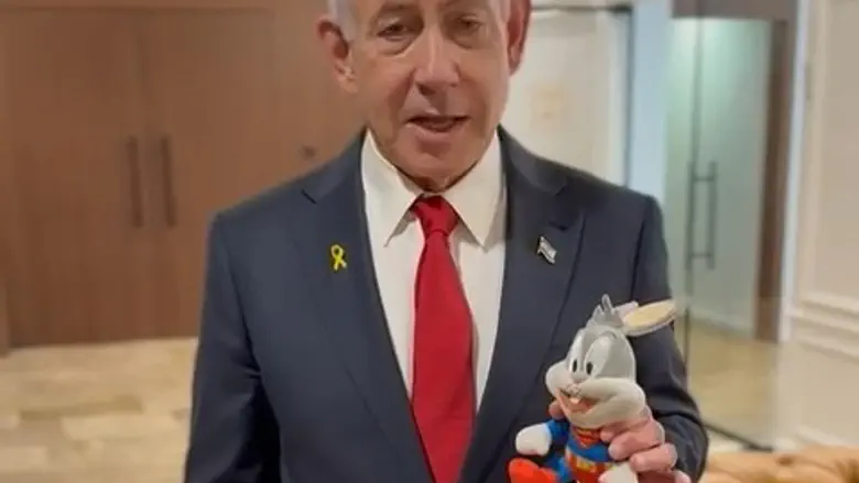 Watch: Netanyahu pulls out Bugs Bunny doll in video