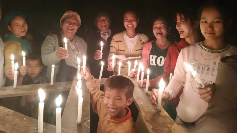 Bnei Menashe in India light the first Hanukkah candle