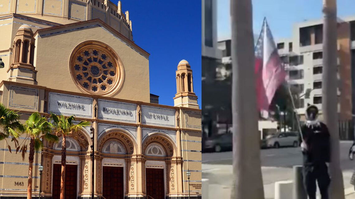 Pro-Palestinian Protest Turns Violent at Wilshire Boulevard Temple
