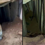 First footage of large Hamas tunnel exposed near Gaza border after heavy rains