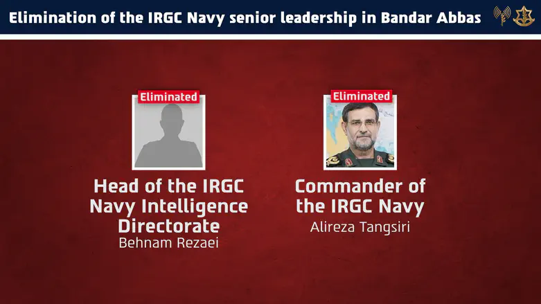 IDF announces: IRGC Navy Intelligence Directorate eliminated alongside Navy chief