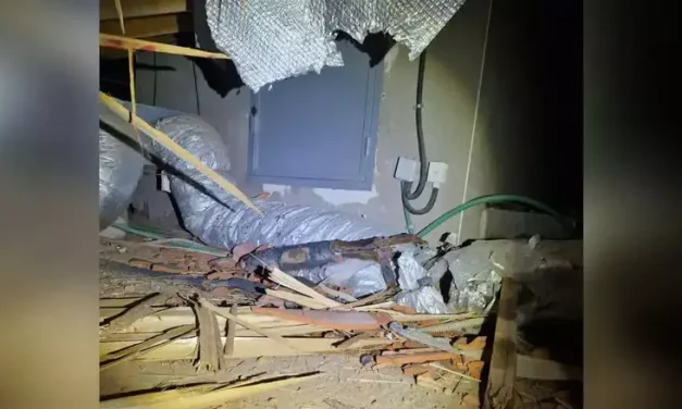 Cluster missile fragment falls in attic