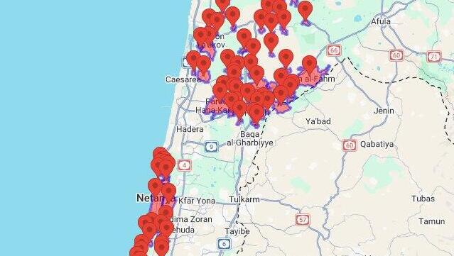 Combined barrage from Iran and Lebanon strikes central, northern Israel; multiple impact sites reported