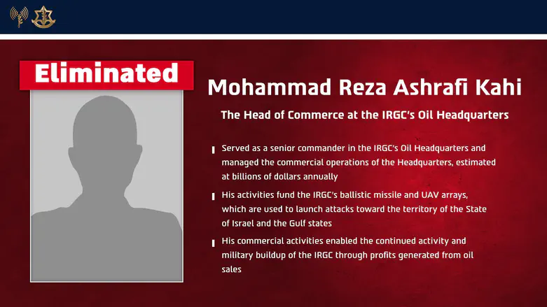 IDF eliminates Head of Commerce at IRGC Oil Headquarters