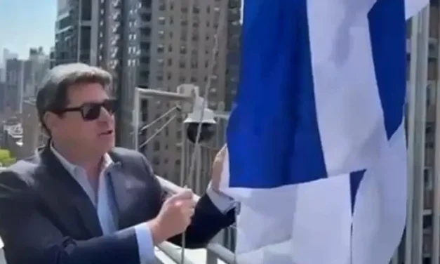 Watch: Ofir Akunis waves Israeli flag in New York