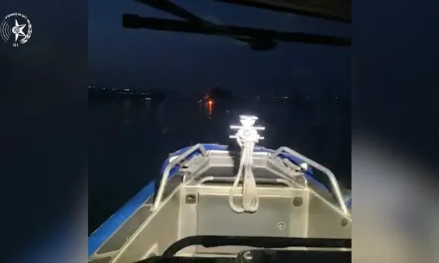 Watch: Vessel catches fire, two rescued from the water