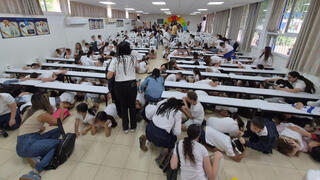 Ceasefire? Kiryat Shmona students hide under tables as sirens interrupt Shavuot ceremony | Watch