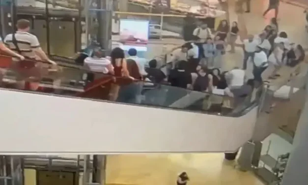 Watch: Police chase suspect through crowded mall