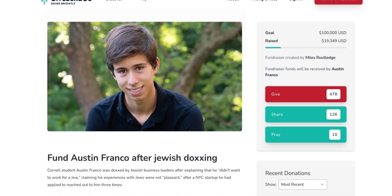 Far-right YouTuber raises nearly $20K for Cornell student who said he was ‘not interested in working for a jew’