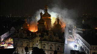 Massive Russian attack hits Kyiv, setting 1,000-year-old cave monastery ablaze