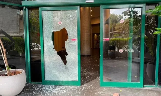 2nd time: Vandals damage entrance to Channel 12 headquarters