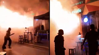 At least 27 dead in pub fire in Bankok: Watch the dramatic footage as revelers flee