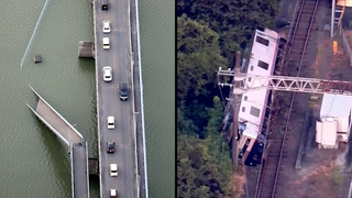 Dozens trapped after powerful Japan earthquake collapses mall, derails train
