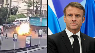 Explosions rock Damascus near hotel where Macron is staying