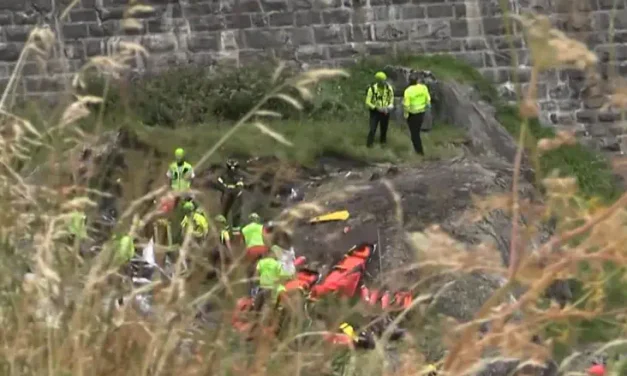 Two killed after aircraft hits cables and erupts in flames