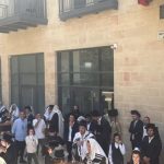 Avigdor Liberman joins supporters as haredi protesters target Jerusalem café for fifth week