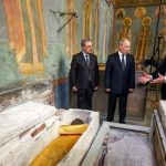 Vladimir Putin visits remains of medieval Russian warrior prince uncovered in Kremlin cathedral