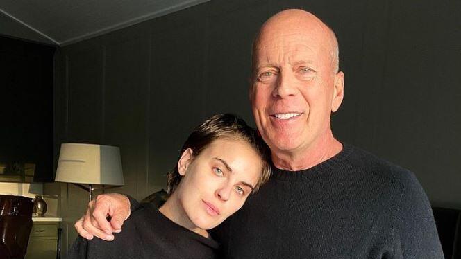 ‘Tender moment’:  Bruce Willis, who is battling advanced dementia, with his daughter at her wedding