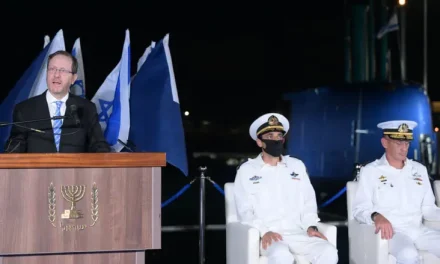 Herzog at INS Drakon ceremony: Israel can deploy power thousands of miles away