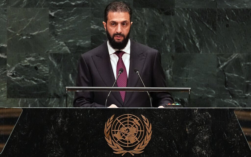 At the UN, Sharaa says peace with Israel possible, but vows Golan will remain Syrian