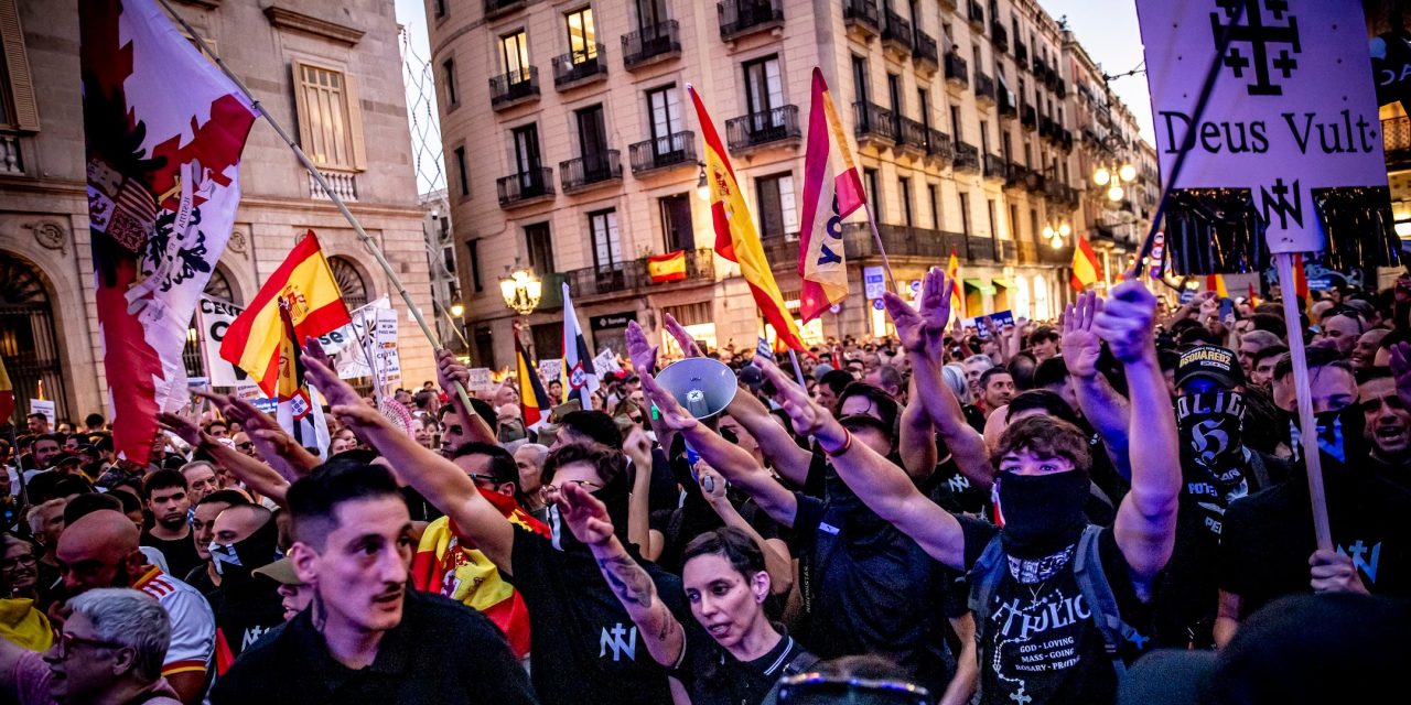 Spanish far-right activists use Nazi-style salutes in anti-migrant protests