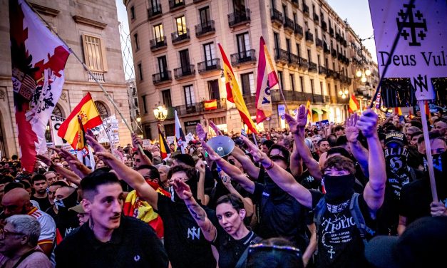 Spanish far-right activists use Nazi-style salutes in anti-migrant protests