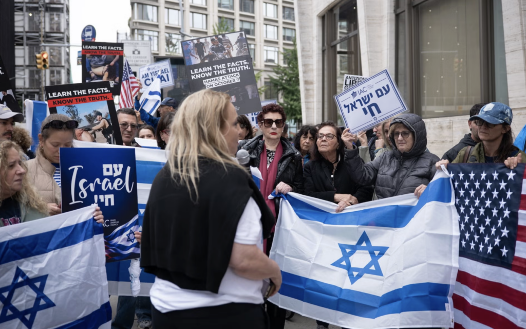 Israelis in NY protest, display Oct. 7 images outside North America premiere of ‘NAZA’