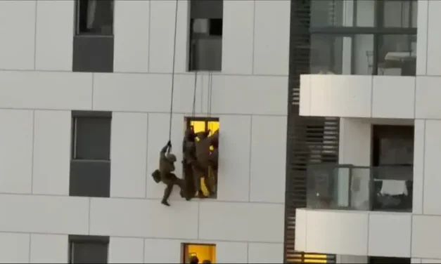 Dramatic footage: Yamam officers rappel from roof to rescue woman threatening to jump