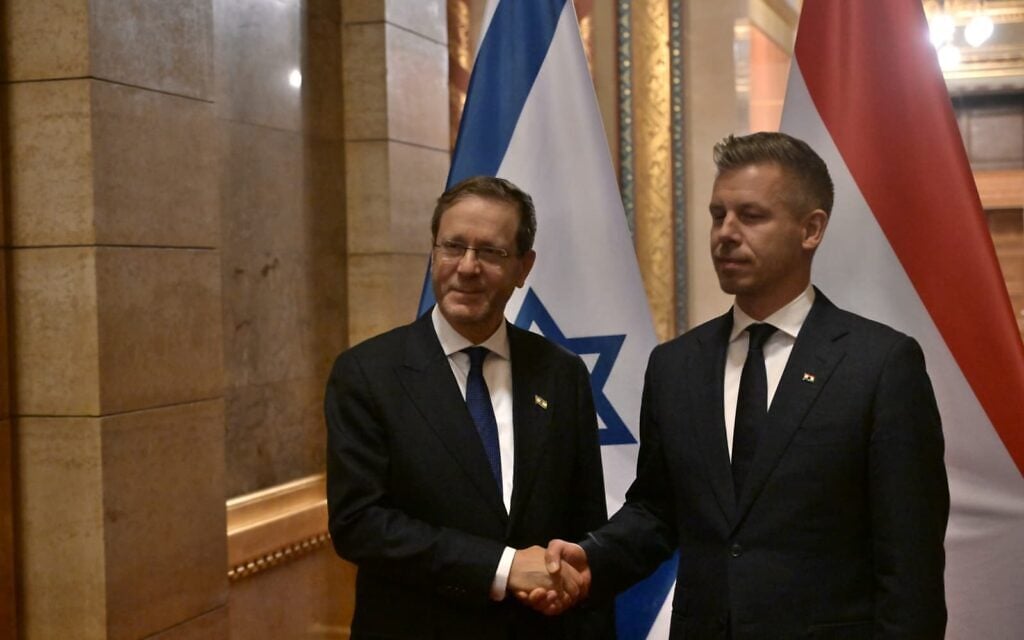 In Budapest, Herzog meets Hungary’s new PM Magyar, who pledges to visit Israel